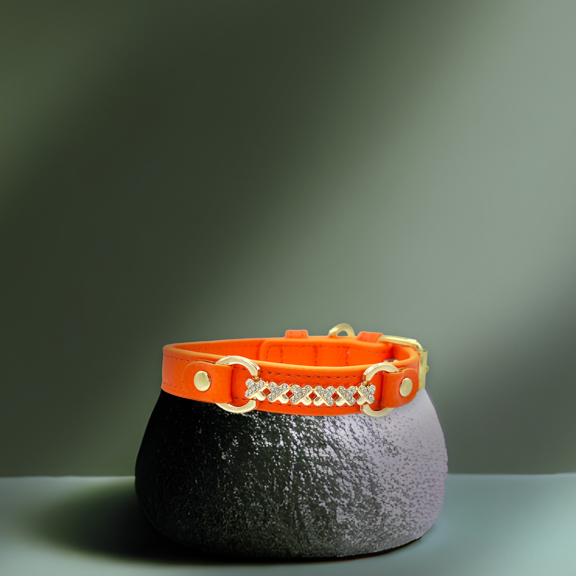 PupWiser - Wholesale Pet Collar - Dog - MAXIMA Handmade Leather Dog Collar (Orange and Turquoise)0