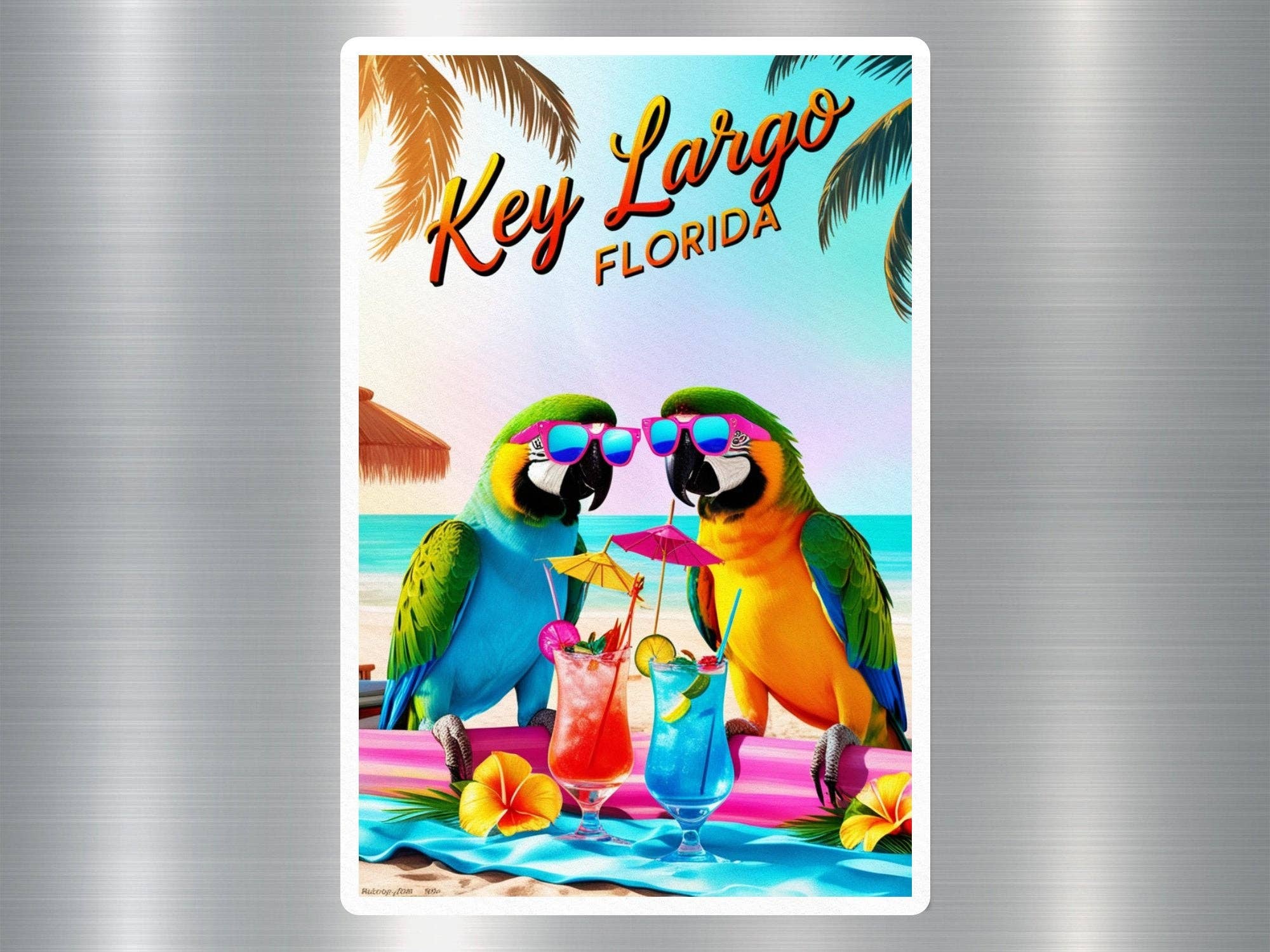 GraffMerch.com - Wholesale Phone & Laptop Stickers - Key Largo Florida Parrots Sticker0