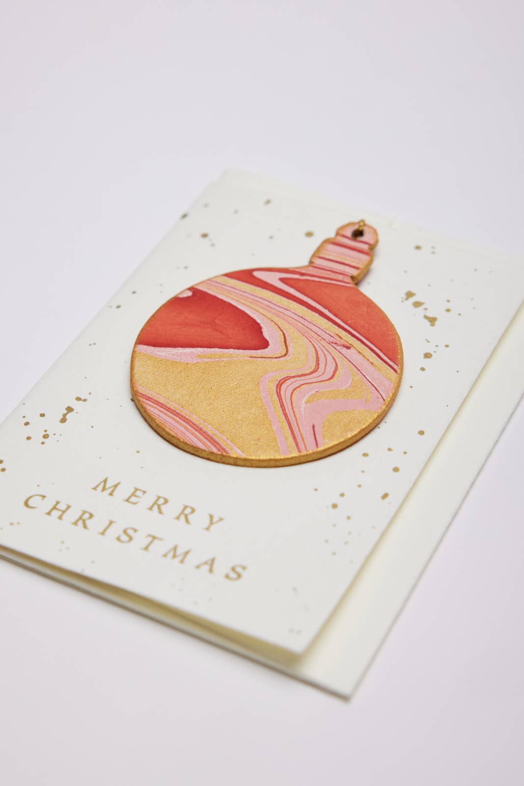 Paper Mirchi – wholesale Christmas card – Keepsake Marble Ornament Greeting Card - Bauble Joyful Red4