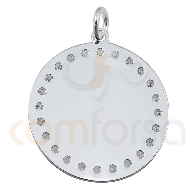 COM FORSA SL - Wholesale Individual Charm/Pendant - Sterling Silver 925 Round Pendant With Divets 20Mm0
