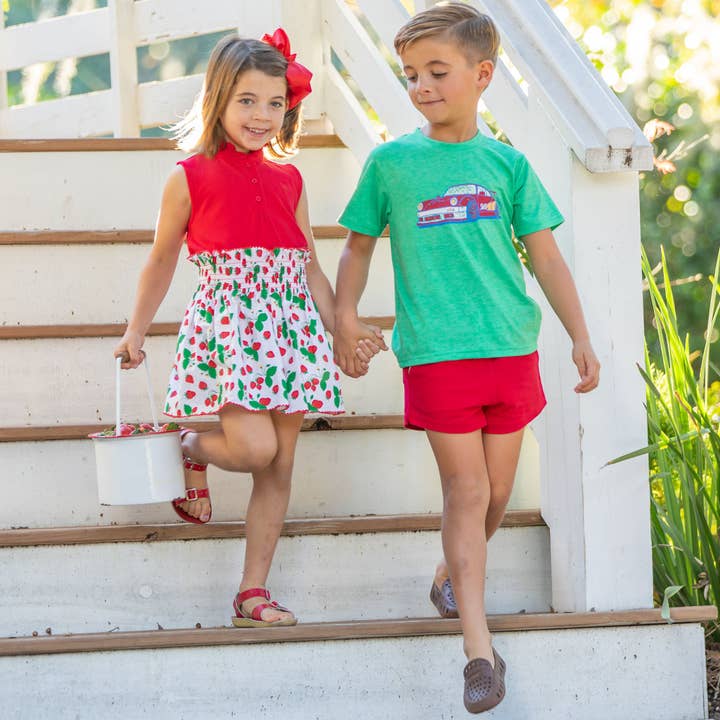 Shrimp and Grits Kids - Wholesale Shorts - Kids - Red Pique Knit Shrimp Shorts4