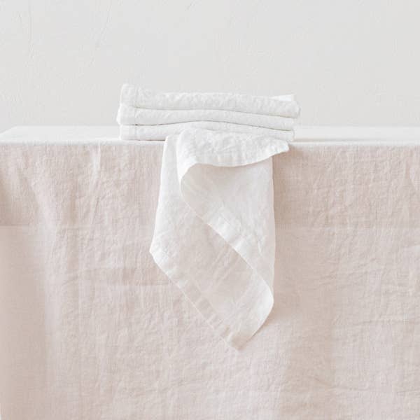 LinenMe - Vente Serviettes de table en tissu - Serviette en lin Optical White Stone Washed