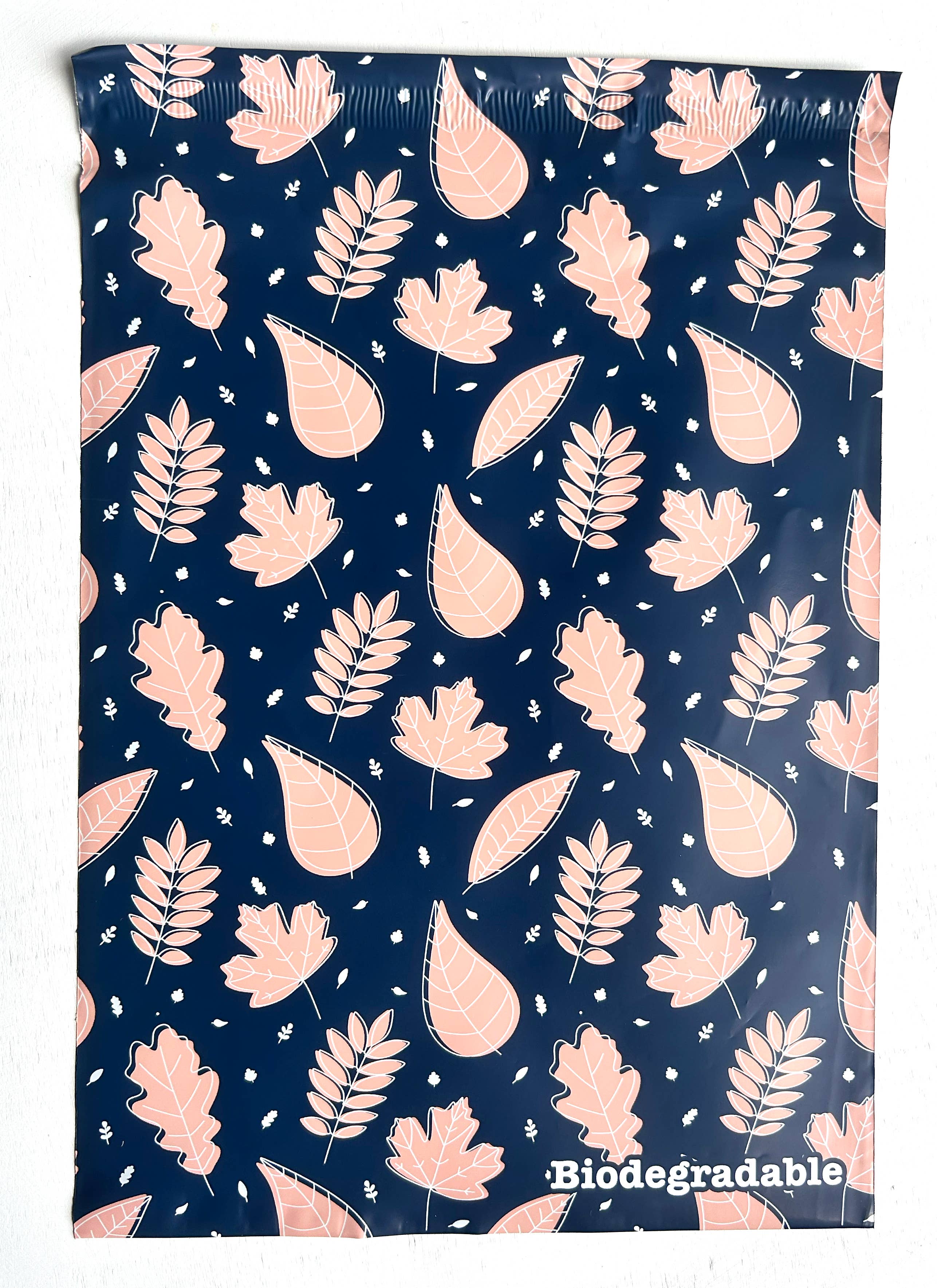 SomeFinn - Wholesale Envelopes - Leafy Luxe: Blue Poly Mailers with Leaf Design 10x13 250ct2