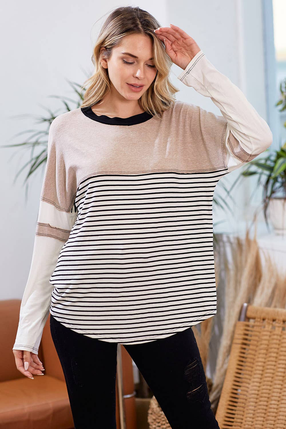 lovely melody - Wholesale Knit Top - Women's - LMT2596-Erika Colorblock Knit Top10