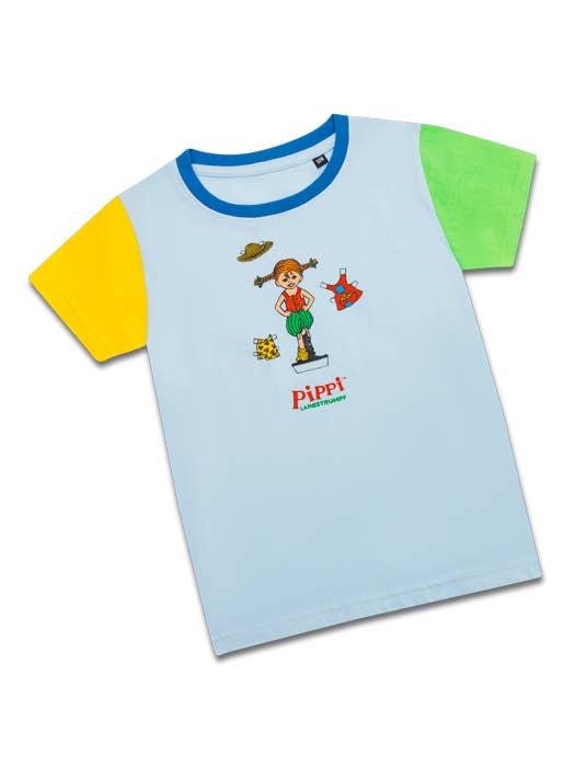 koaa — Pippi Longstocking “Colourful” — T-shirt blue/green/yellow for wholesale by koaa