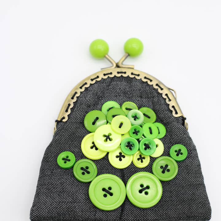 Jianhui London - Vendita all'ingrosso Portamonete - Donna - BORSETTE PICCOLE FATTE A MANO - DENIM E BOTTONI ANTRACITE RICICLATI