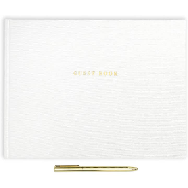 Linen Textured Hardcover Guestbook - White for wholesale by Elyn