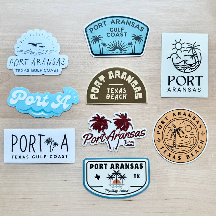 Port Aransas Texas Strandmærkater Elsker Souvenir Gave Rejse for engroshandel hos The Sticker Box | Texas Inspired Stickers & Magnets