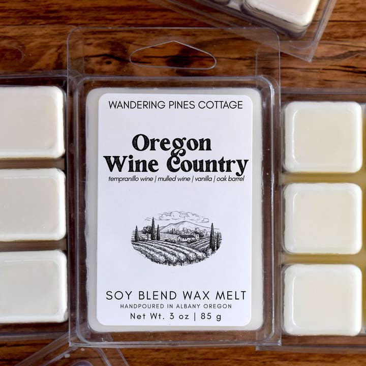 Oregon Wine Country Wax Melts Clamshell - 3 oz for wholesale by Wandering Pines Cottage
