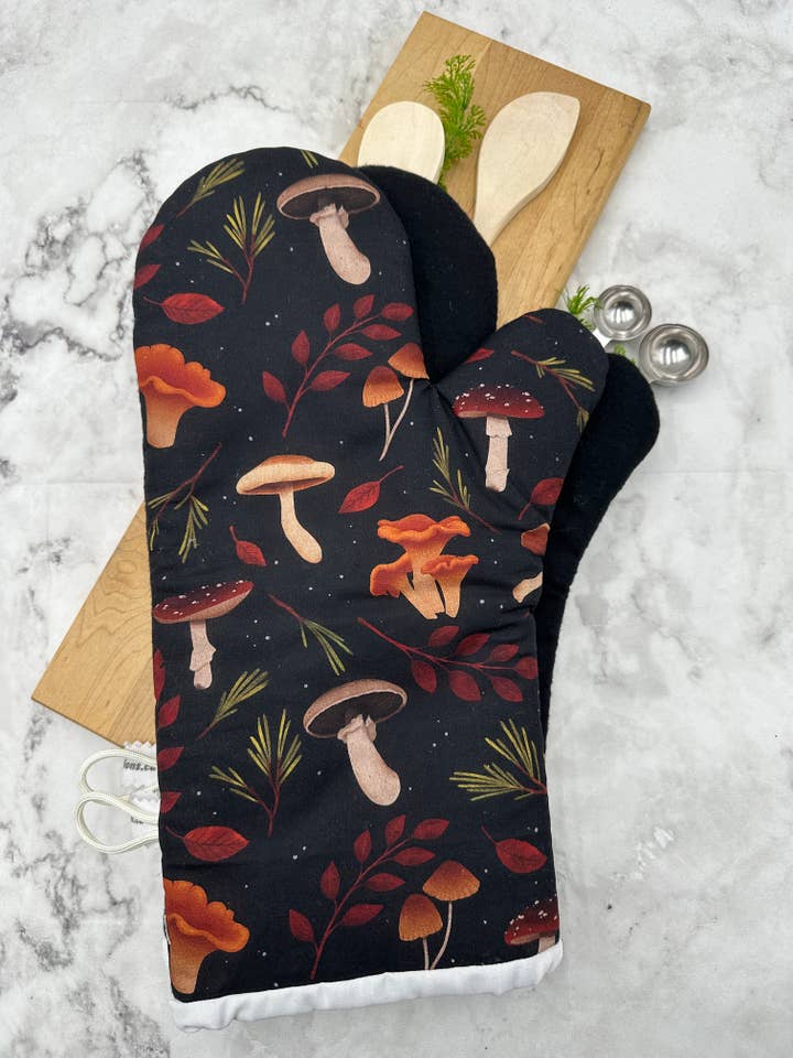 Oven Mitts Mushrooms. One PAIR of oven mitts. for wholesale by MS Creations