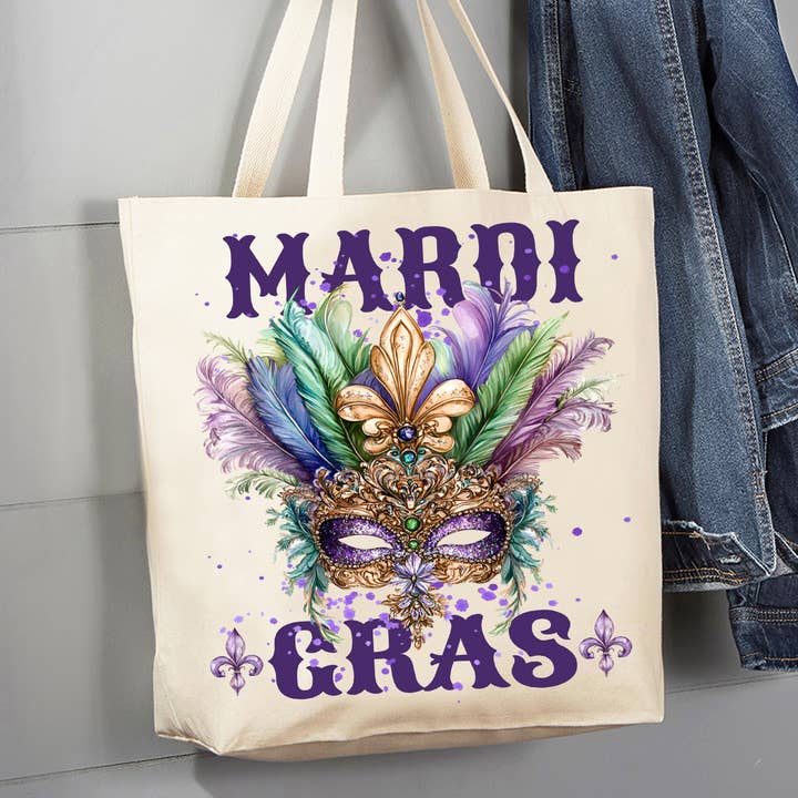 Mardi Gras Mask New Orleans Canvas Tote Bag for wholesale by Avery Lane Gifts