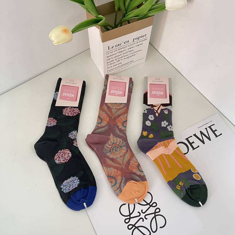 Tourtiwi - Wholesale Socks - Unisex - Retro Art Abstract Print Mid-Calf Socks30