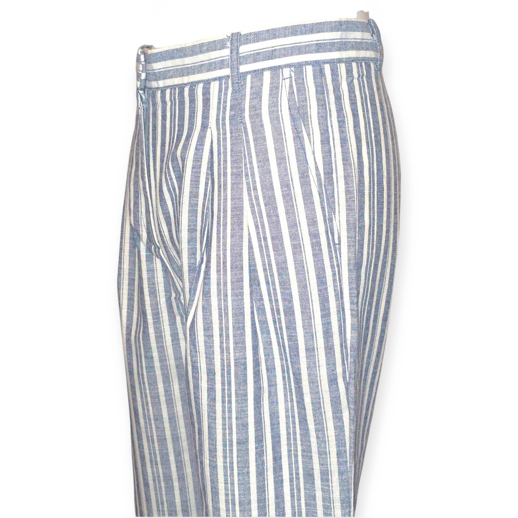 NINEF - Wholesale Pants - Women's - Gestreepte wijde linnen blend broek – Zwart & Beige4