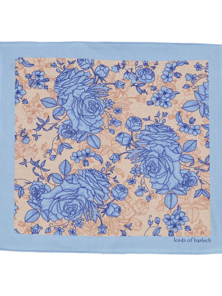 HUDSON ROMA FLORAL MERINO NÄSDUK FICKRUTA - SAND för wholesale av Lords Of Harlech Accessories