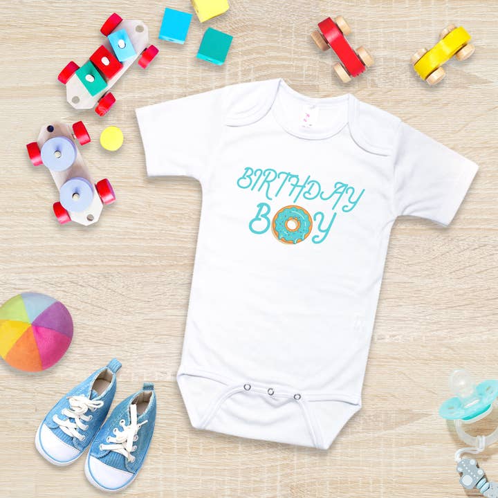 ImprintKidsClothing - Wholesale Bodysuit (Non-Footed) - Baby - 6-Minimum - Baby Boy Birthday Onesie - Donut - Open Size0