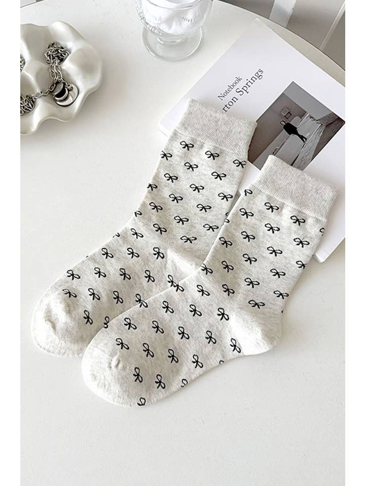 Little Daisy Closet - Wholesale Socks - Women's - LDC Bow Knots Ribbed Edge Crew Socks
