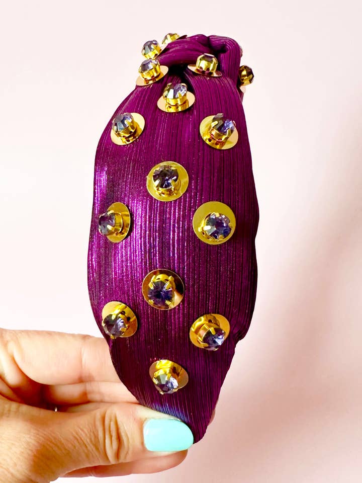 Purple and Gold Luxe Embellished Headband for wholesale by Sandy + Rizzo