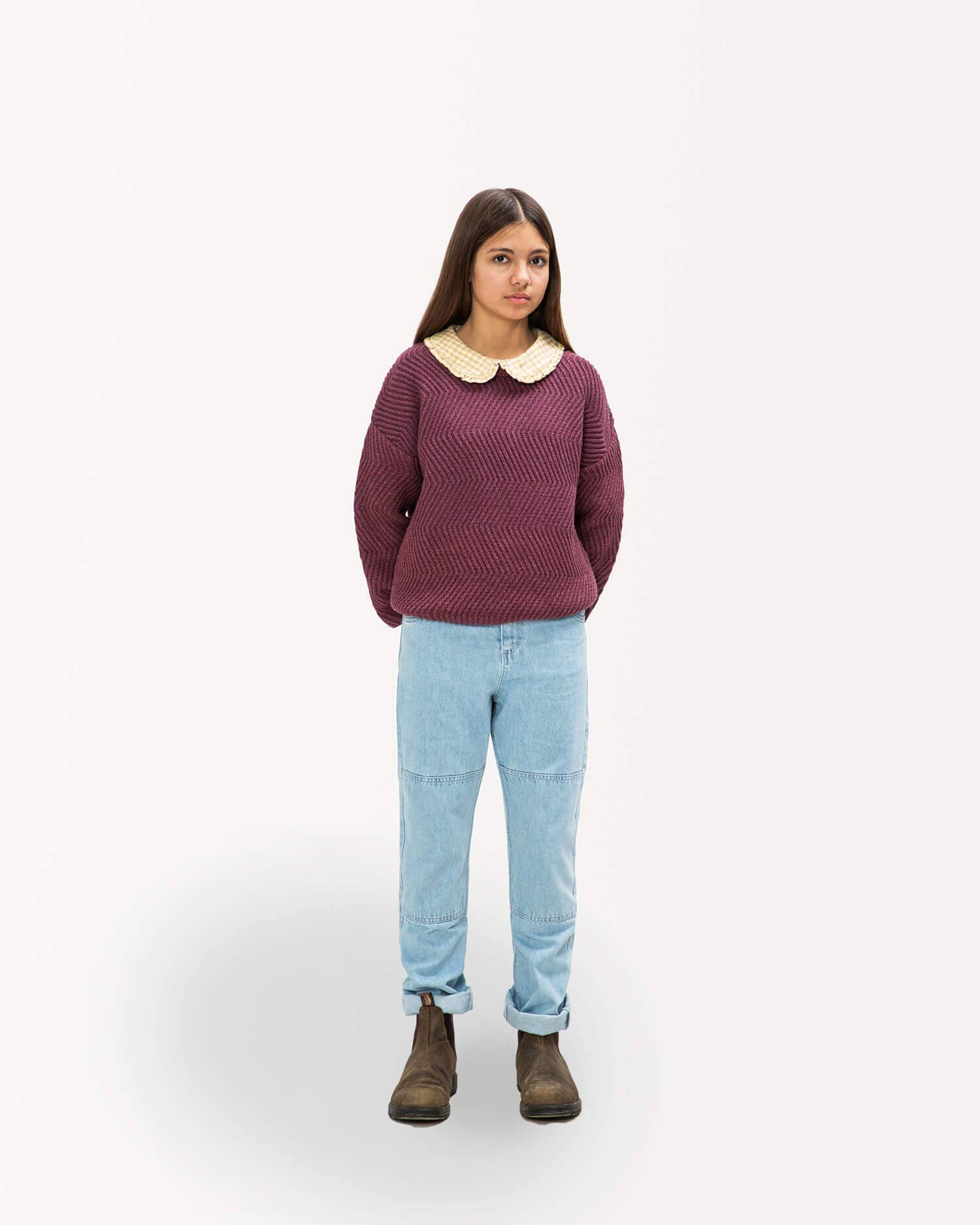 Matona - Wholesale Knit Sweater - Kids - Round Neck Sweater berry4