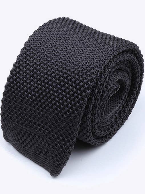 Cravate Noir Homme en Tricot «Léon» pour la vente par Unipap's
