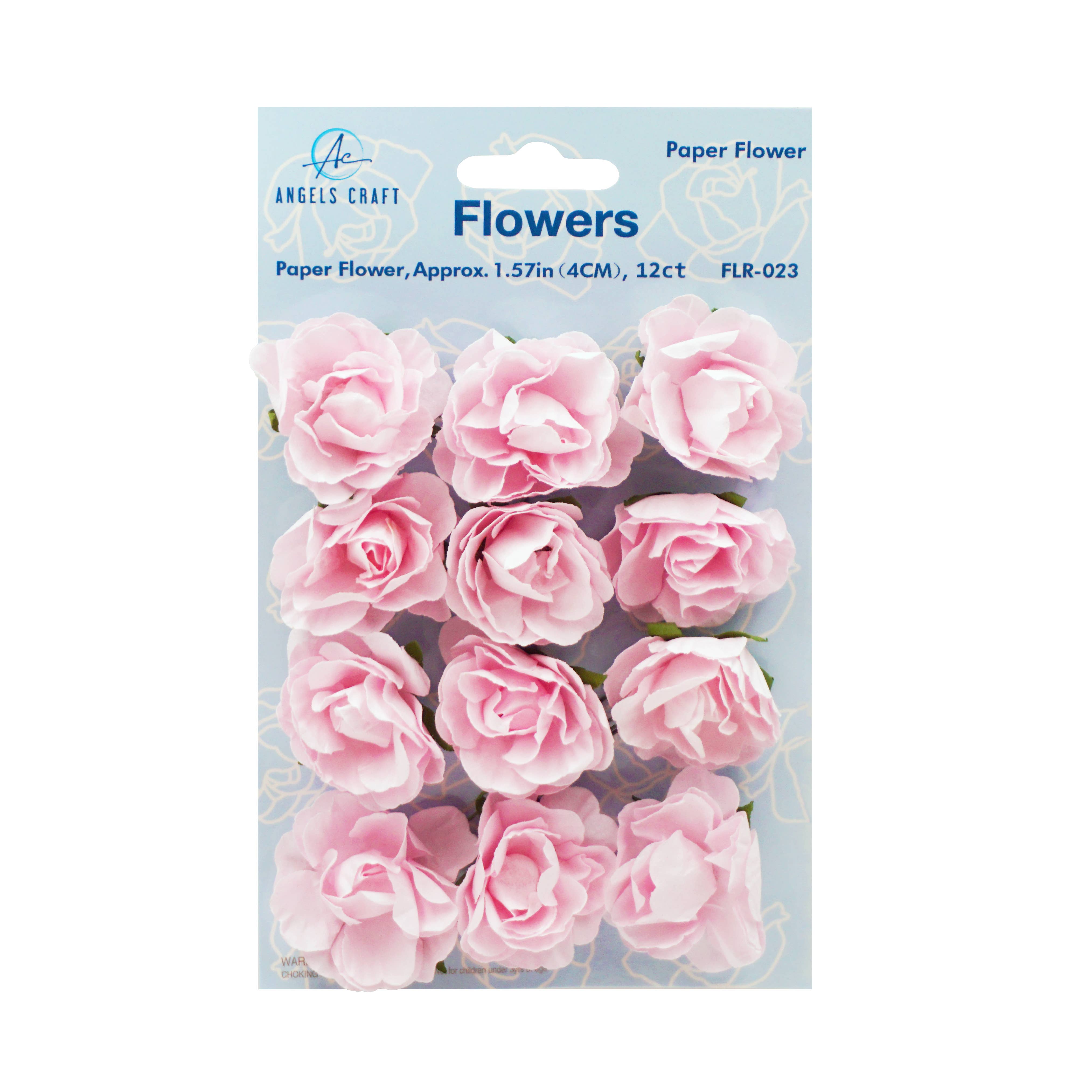 Angels Craft - Wholesale Artificial Flowers - Paper Flowers (Roses) with wire, 12-ct 1.57"5