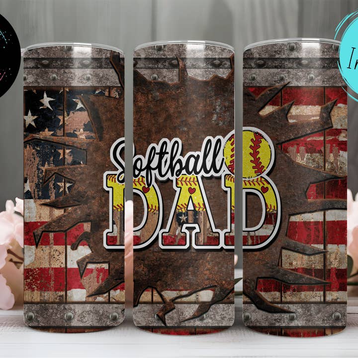 Softball Dad Skinny Tumbler 20oz for wholesale by JAC Wholesale