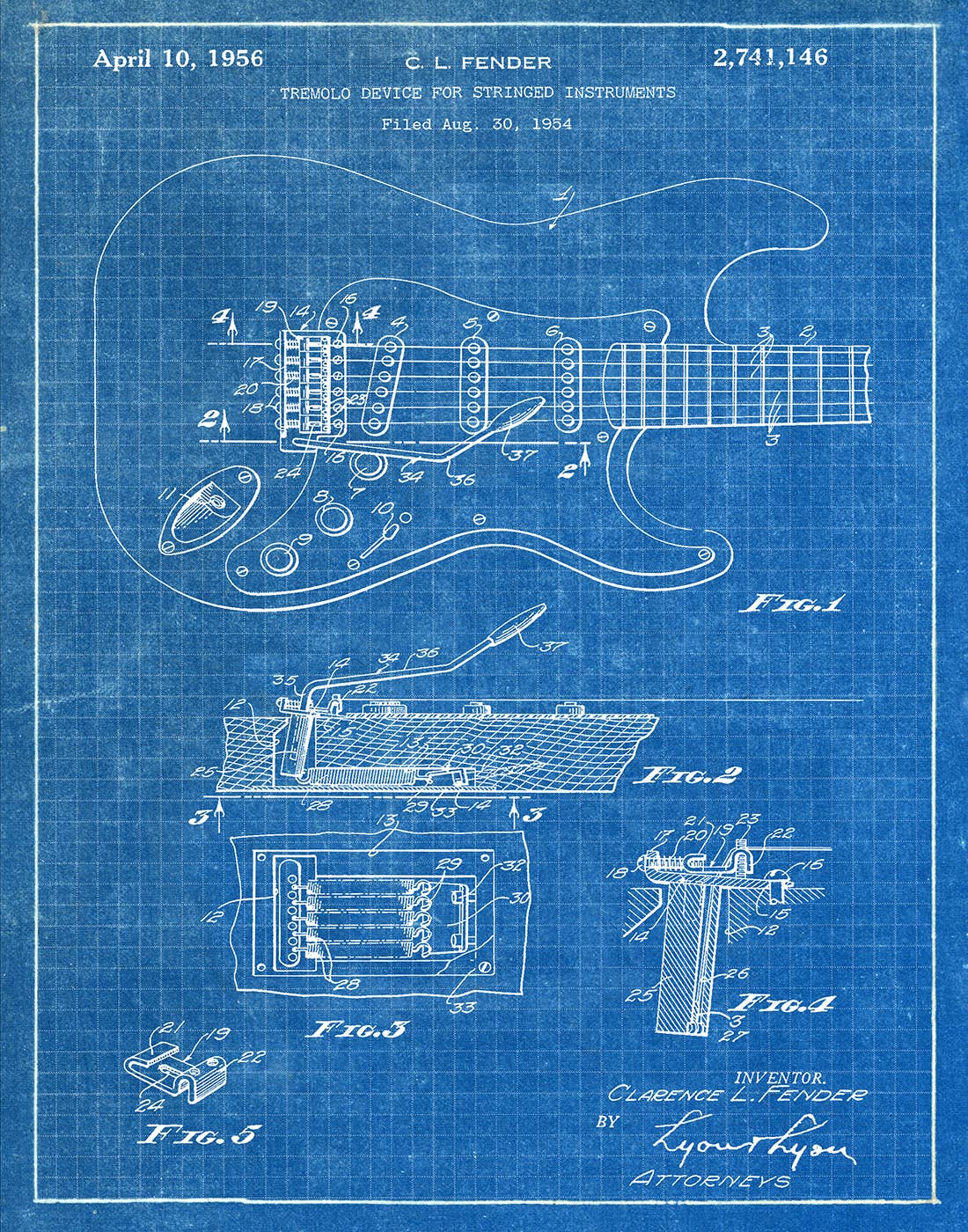 Fresh Prints of CT - Wholesale Art Print - Fender Guitar 1956 Patent Art Print - Music8