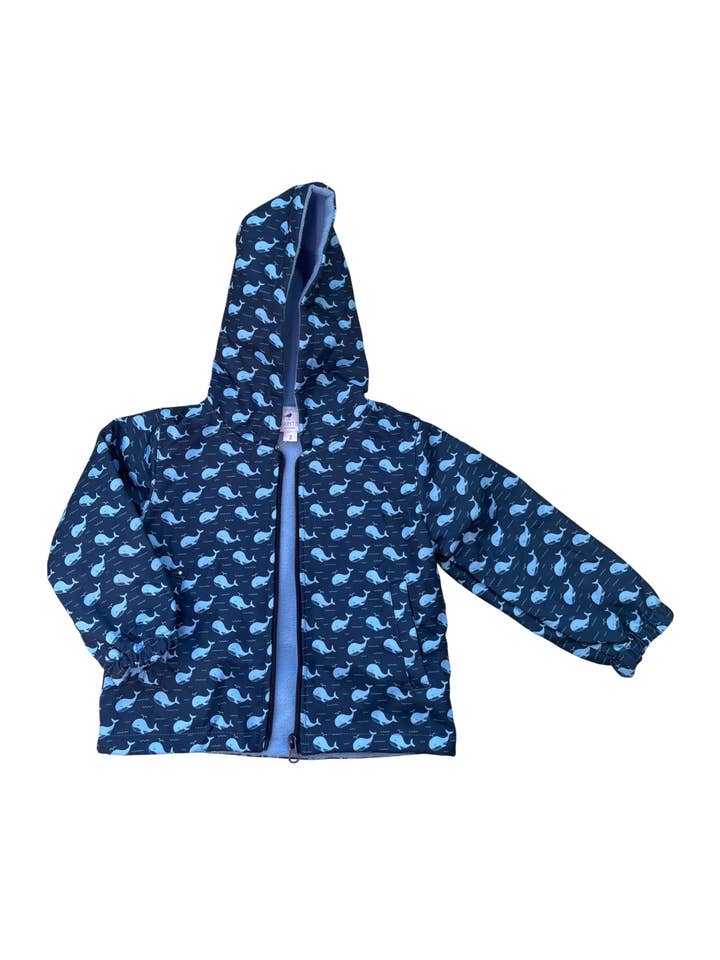 Blue Whale + Waves Raincoat for wholesale by Piping Prints