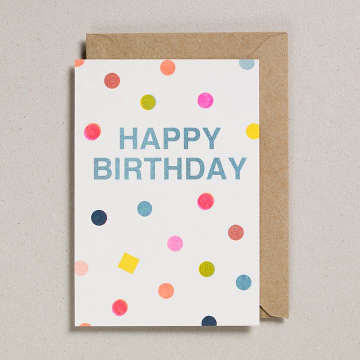Petra Boase Ltd (US Duties Paid) – wholesale Birthday card – Riso Shapes - Pack of 6 - Happy Birthday Spots0