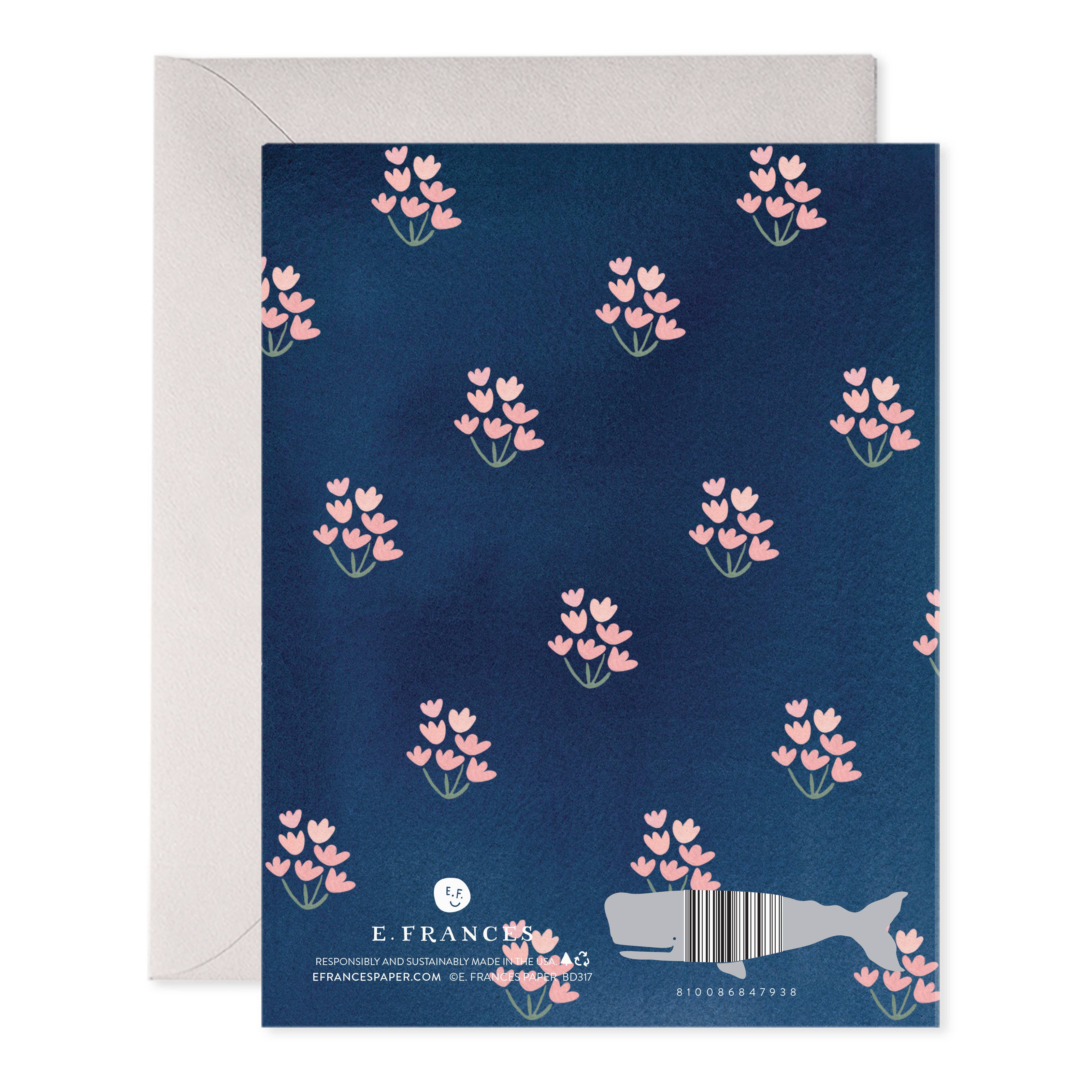 E. Frances Paper - Wholesale Birthday Card - Dainty Block Print Navy Birthday Greeting Card 1