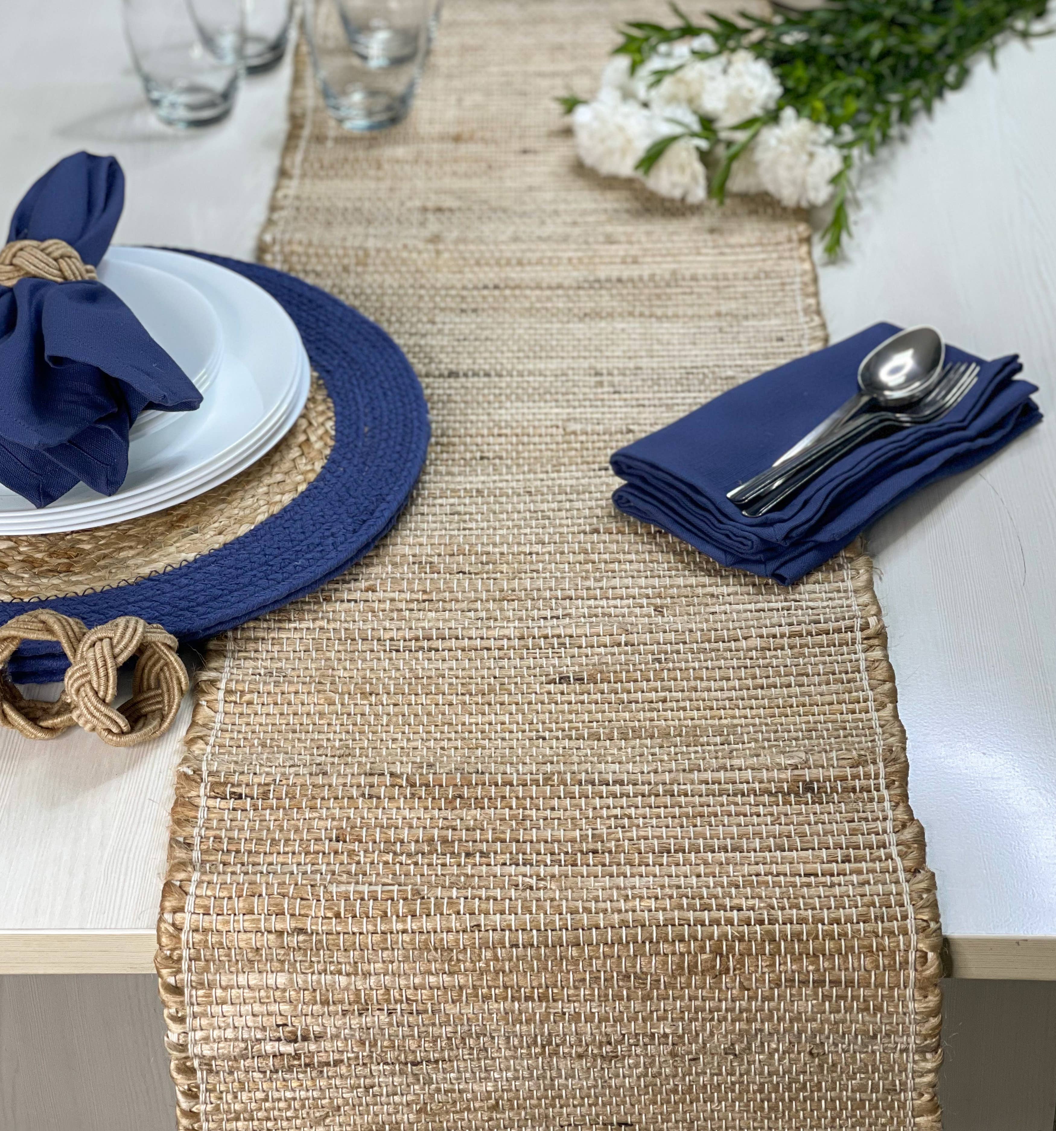 NATURAL JUTE TABLE RUNNER, CHIC TABLE LINEN, 13'' x 72''. for wholesale on Faire2