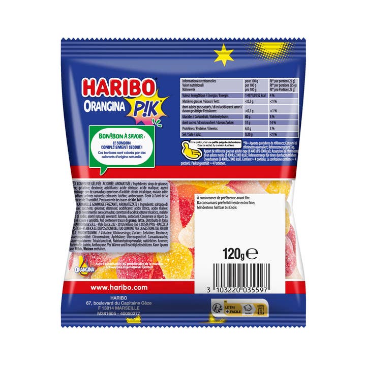 123bonbon – Engroshandel Vingummi – HARIBO Orangina Pik slik - 120 g pose1