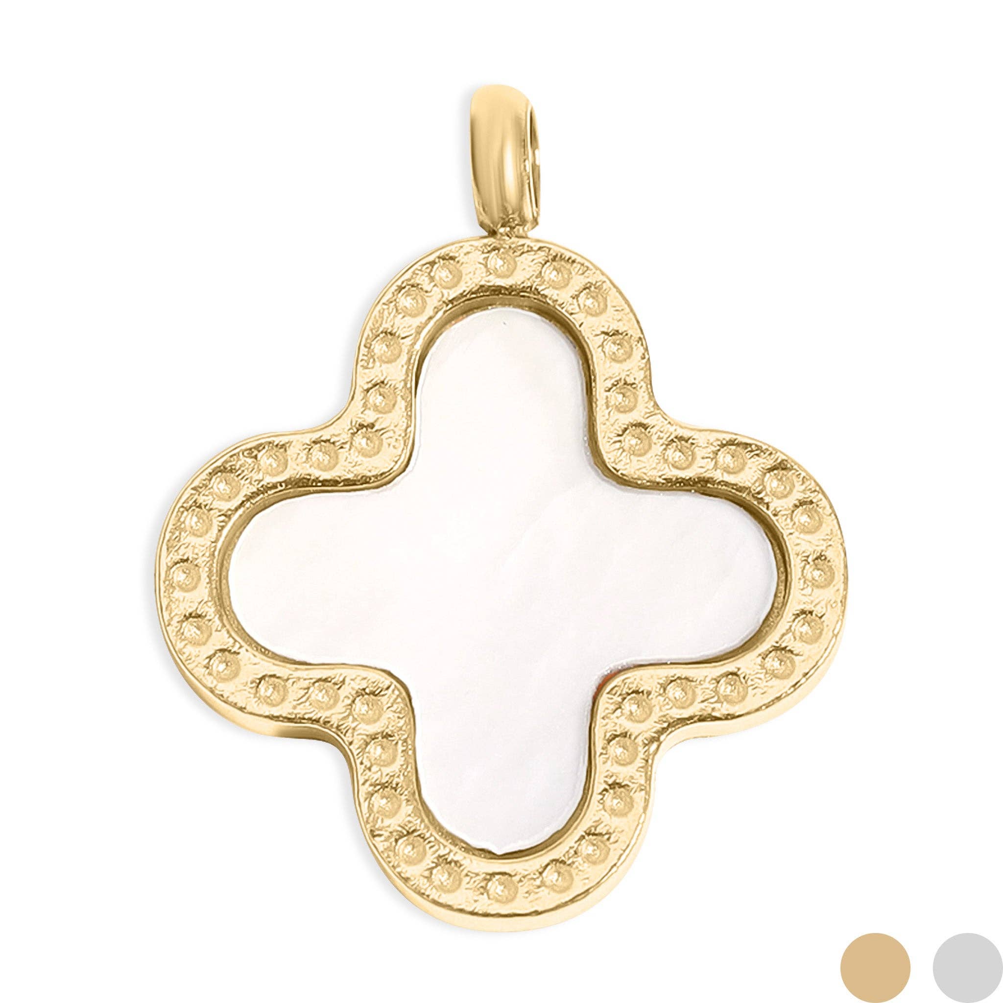18K Gold PVD Stainless Steel Lucky Clover Charm for wholesale on Faire5