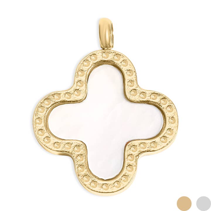 18K Gold PVD Stainless Steel Lucky Clover Charm for wholesale on Faire5