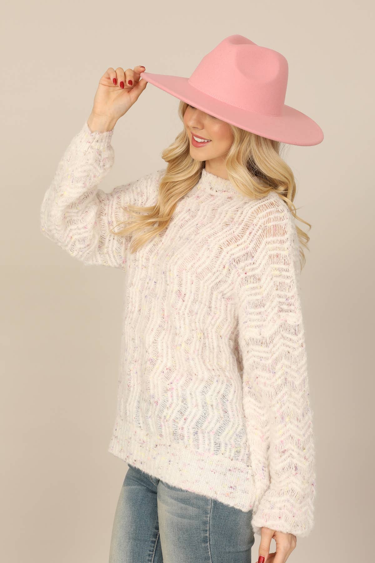 MYS Wholesale Inc - Wholesale Fedora - Women's - Trendy Felt Fedora Fashion Brim Hat13