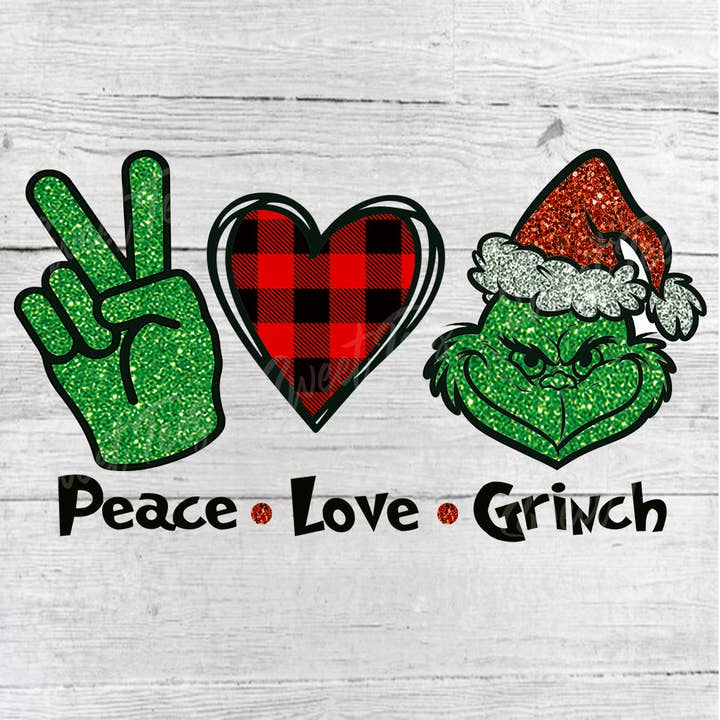 Sweet Tees - Wholesale Sublimation Transfer - Peace Love Grinch Christmas Sublimation Transfer
