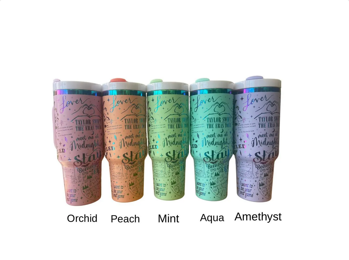 Crafty AF Studio – wholesale Insulated mug/tumbler – 40oz Taylor Eras Tour Rainbow laser Engraved Tumbler TS11