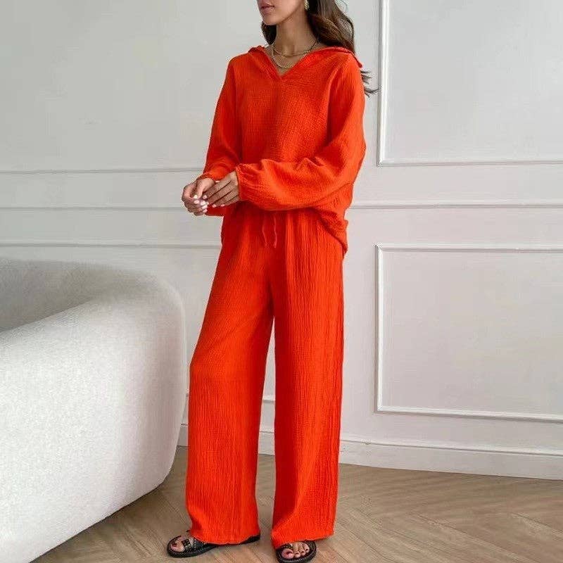 UZ Wholesale Store – wholesale Top & pants set (NOT Loungewear) – Women's – Solid Color Long Sleeve Lapel Blouse and Pants Set2