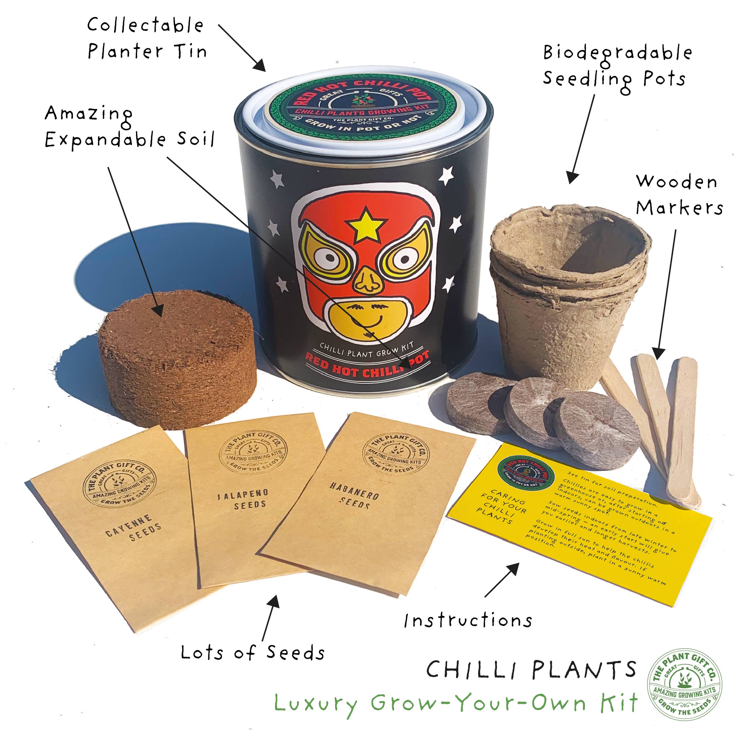The Plant Gift Co. - Wholesale Plant Pot - Retailer starter 4 pack Chilli, Cat, Flower and Herb6