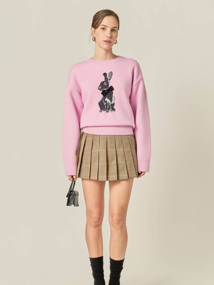 Bunny Rhinestone Bow Sweater for wholesale by English Factory
