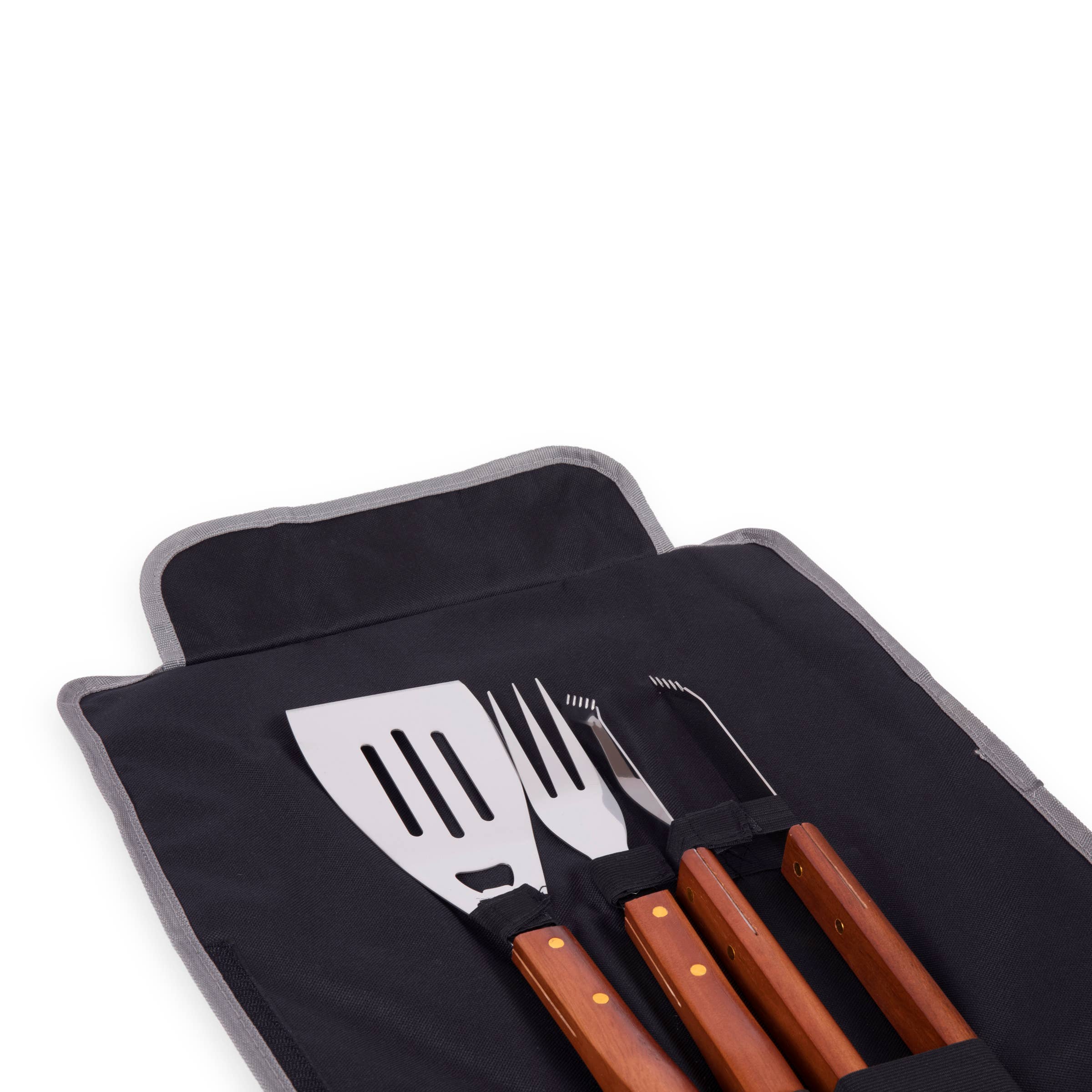 Black with Gray Accents 3-Piece BBQ Tote & Grill Set for wholesale on Faire11