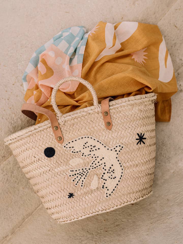 PALOMA NAVY EMBROIDERED BASKET for wholesale by Maradji