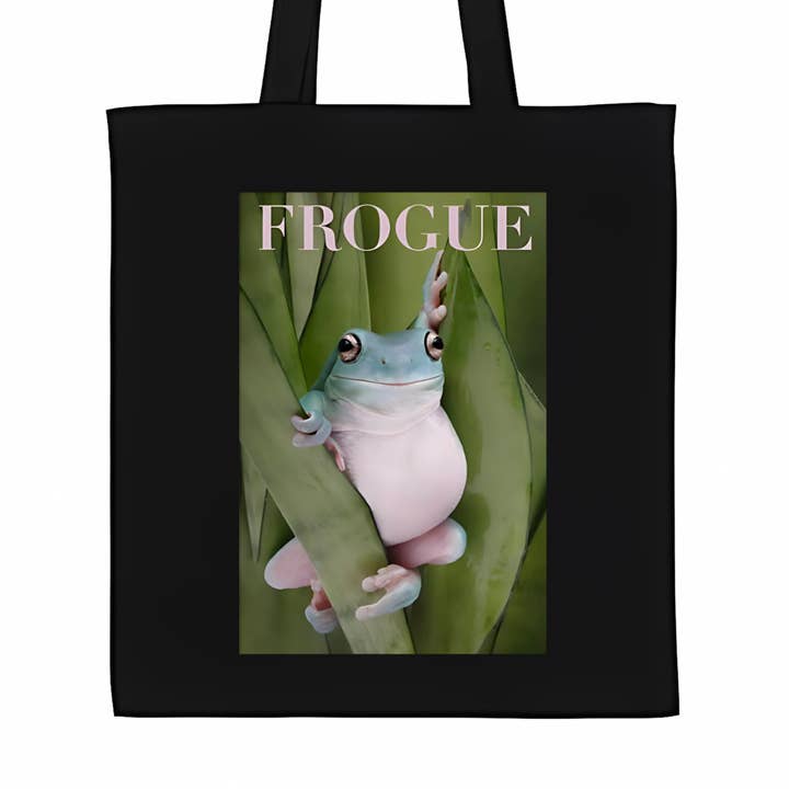 Frogue Tote Bag– Frog Meme Design, Funny Fashion Tote for wholesale by ZZZEBRAAA LIMITED