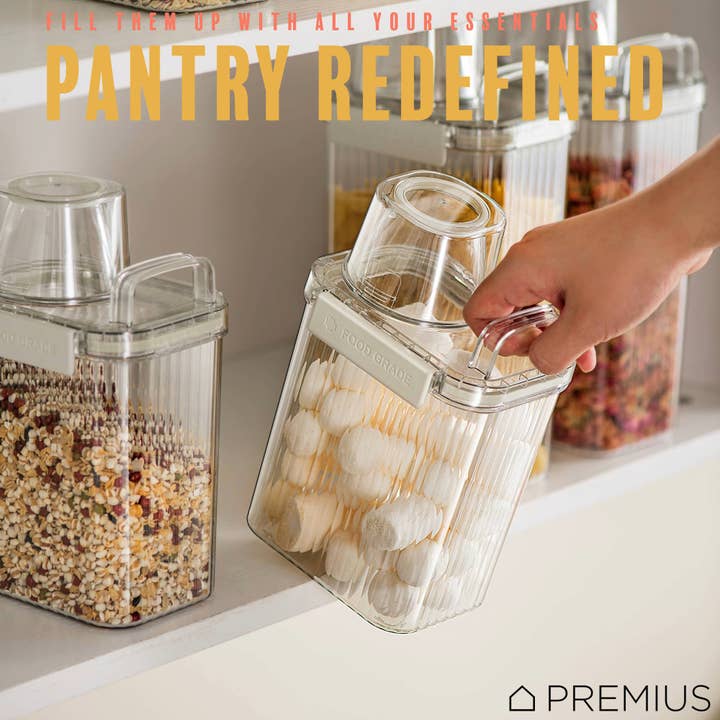 ShopBobbys - Wholesale Food Storage Container - PREMIUS Plastic Food Storage Container with Measuring Cup, Clear-Natural5
