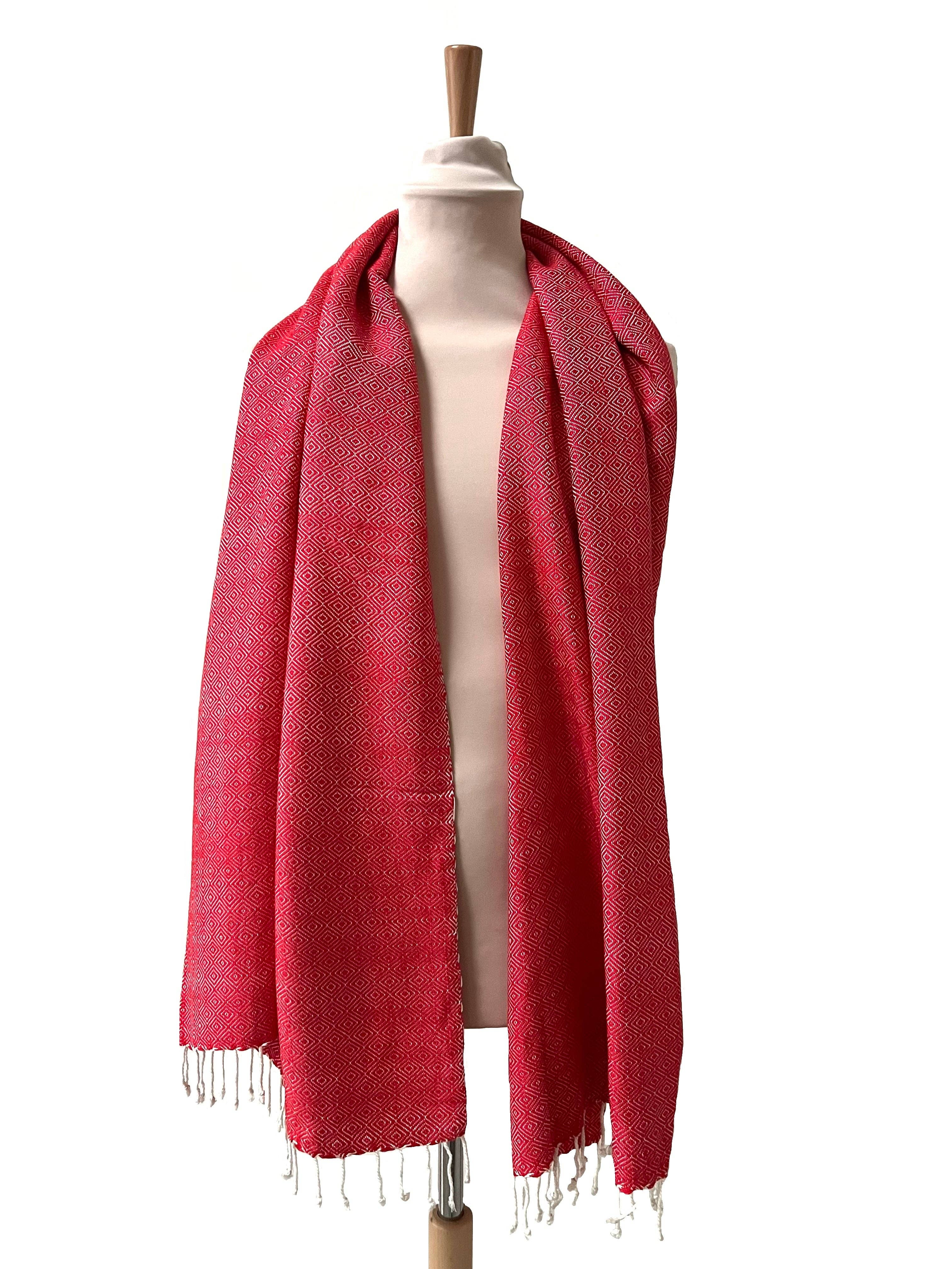 Krama Heritage - Wholesale Scarf - Women's - The Large Warm Poppy Red Krama in its palm leaf case - Woman0