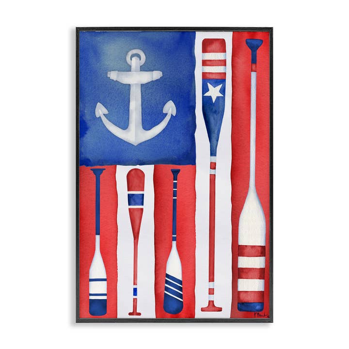 Bandiera Americana a Remi - Arte da Parete Incorniciata per la vendita all'ingrosso da parte di Stupell Industries