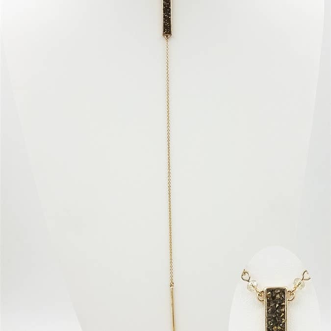 Bronze Crystal Cluster Bar Drop 30" halskæde for engroshandel hos What's Hot