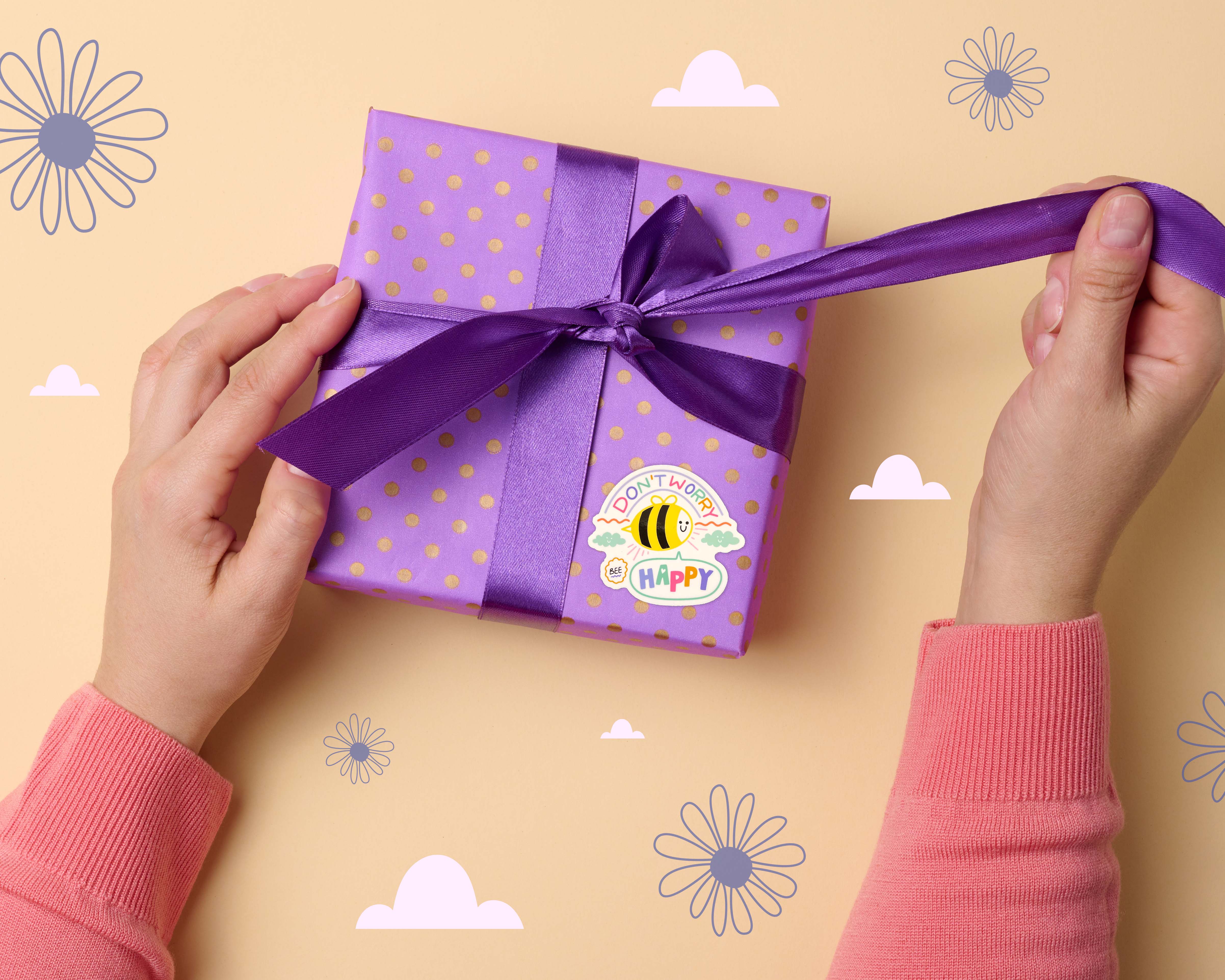 Neha Lee Designs - Wholesale Sticker - Don't worry bee happy handmade glossy sticker4