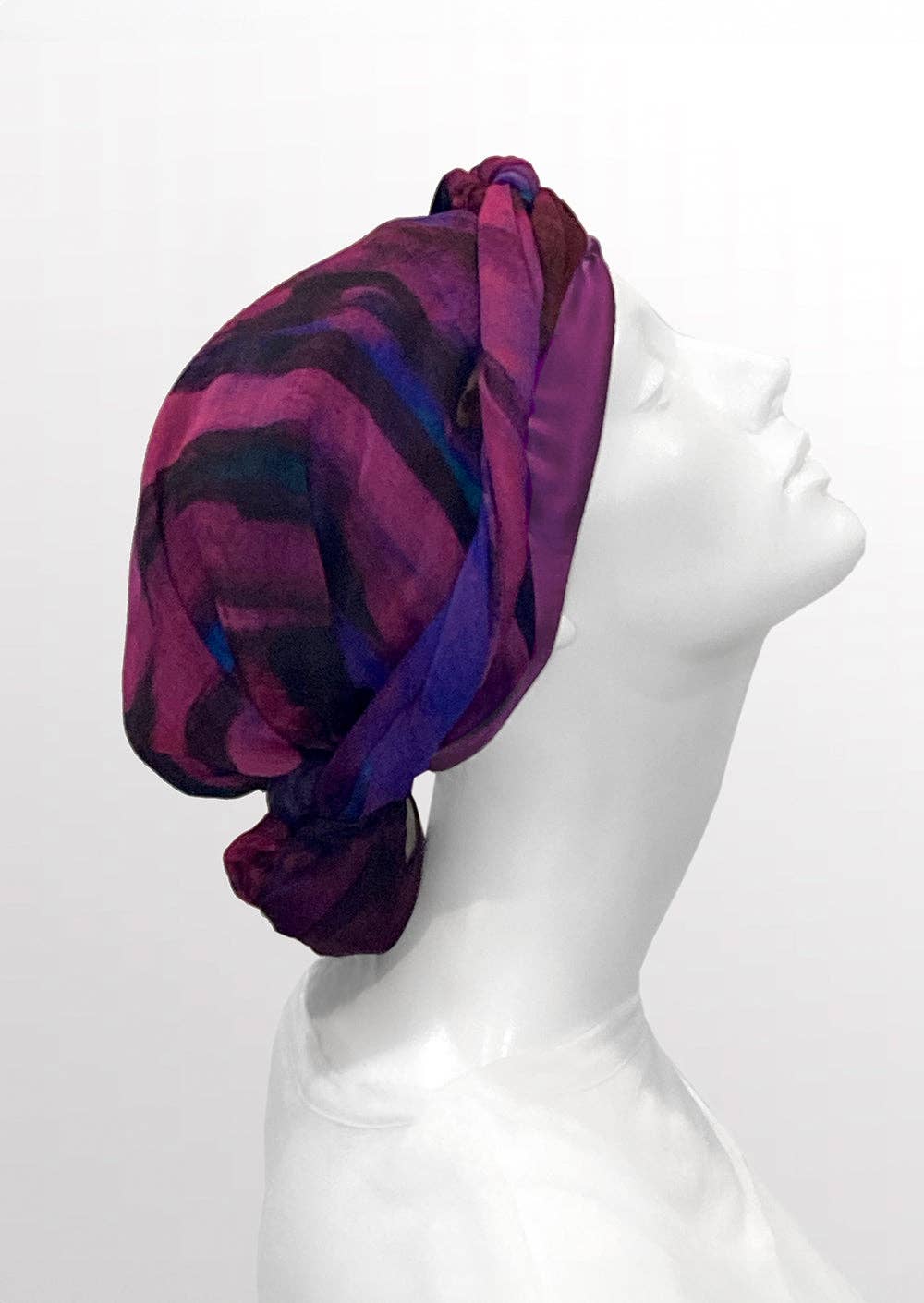 LuxCare Clothing - Wholesale Head Scarf - Women's - Fine Art Headscarf ~Boysenberry2