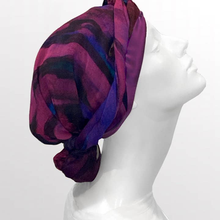 LuxCare Clothing - Wholesale Head Scarf - Women's - Fine Art Headscarf ~Boysenberry2