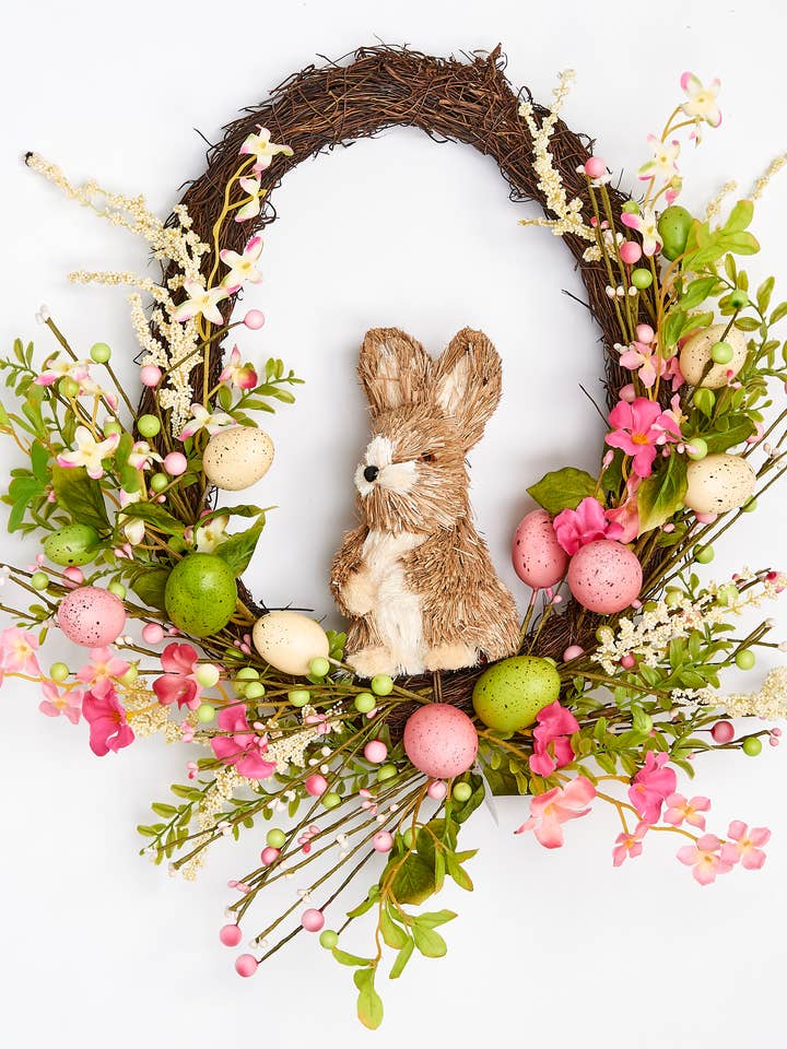 20" Spring Time Bunny Wreath for wholesale by WORTH IMPORTS